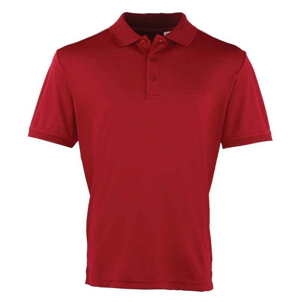 Premier Mens Coolchecker Pique Polo Shirt / Burgundy